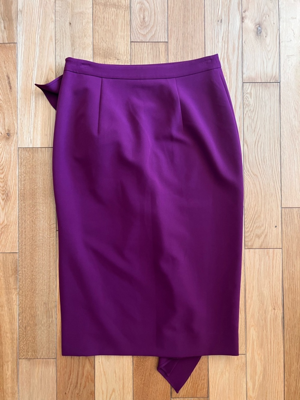 NEW Milly Ruffle‎ Pencil Skirt Purple Knee Length Lined Side Slit Womens Size 4 - Picture 5 of 8